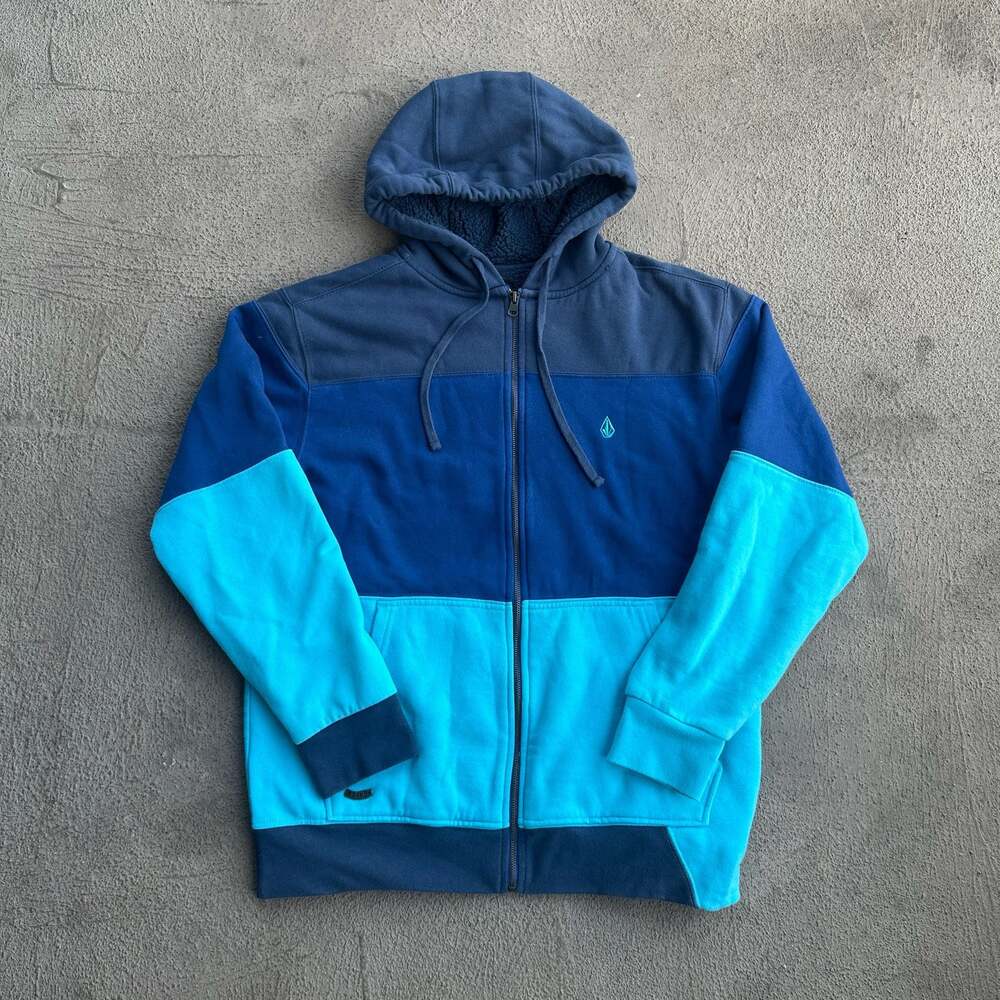 Volcom V4S Stripe Colorblock Sherpa Fleece Full-Zip Hoodie